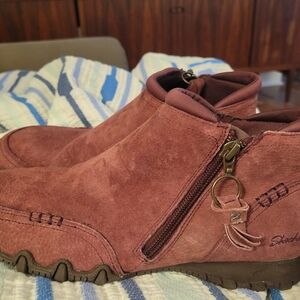 Skechers Women Suede Boots - Reddish Brown Wine Color